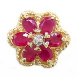 B2307 14K SLIDE WITH DIAMOND CENTER/FLOWER DESIGN 